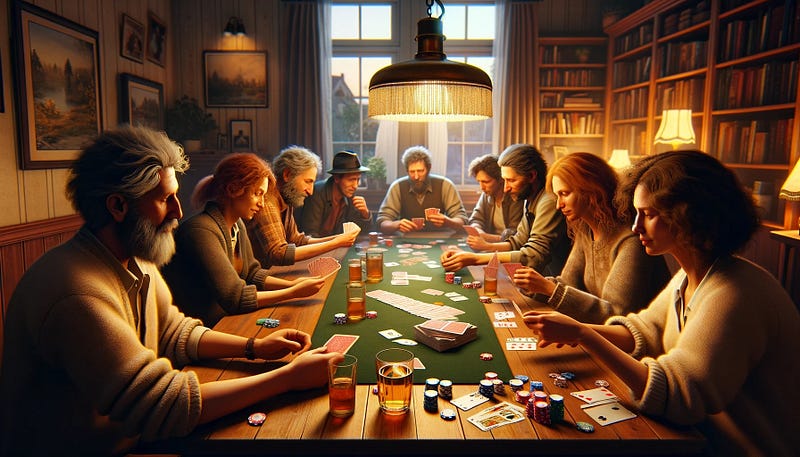 Card players, AI Generated